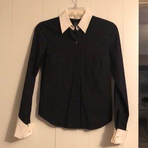 Kenneth Cole black and white tuxedo shirt w/cuffs